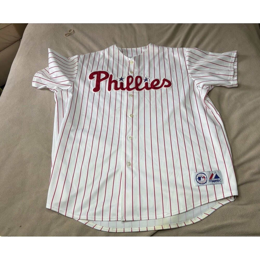 Philadelphia Phillies Majestic Pinstriped Men’s Jersey Size 2XL Used MLB Basebal